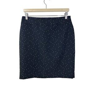 Ann Taylor Navy Textured Dotted Pencil Skirt Size 8